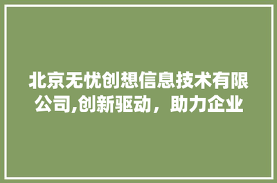 北京無憂創(chuàng)想信息技術(shù) 以創(chuàng)新為引擎，賦能企業(yè)數(shù)字化轉(zhuǎn)型